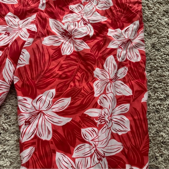Vintage Sag Harbor Red Tropical Floral Capri Pants Women’s Size 8 Summer Cruise - Picture 13 of 16